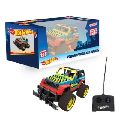 Hot Wheels Внедорожник на радиоуправлении, масштаб 1:18, 27 МГц, размер машинки 21 см, 4 кан