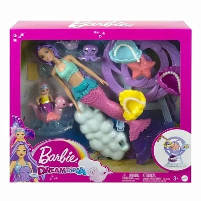 Barbie Игровой набор Dreamtopia Mermaid Baby и детская игровая площадка