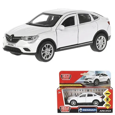 Машина металл "renault arkana" дл 12 см, откр дв, багаж, инерц, белый, в кор. Технопарк