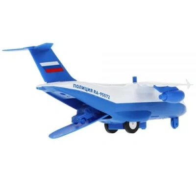 Модель металл свет-звук САМОЛЕТ ПОЛИЦЕЙСКИЙ 20 см, люк, подвиж дет, 