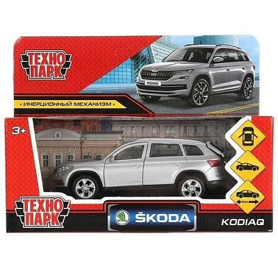Машина металл SKODA KODIAQ МАТОВЫЙ 12 см, двери, багаж, инер, серый