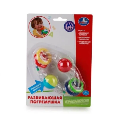 УМКА Погремушка развивающая с шариками на карт.