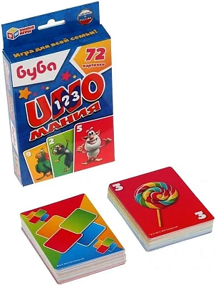 Уномания Буба. Коробка с европодвесом (картон). Карточки 72шт. 85х62мм. Умные игры