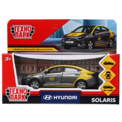Машина металл HYUNDAI SOLARIS КАРШЕРИНГ 12 см, двери, багаж, инерц, в кор. Технопарк