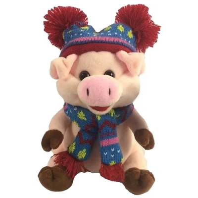 «ИГРАЕМ ВМЕСТЕ» Мягкая игрушка  Поросенок в шапке с помпонами, 17см 