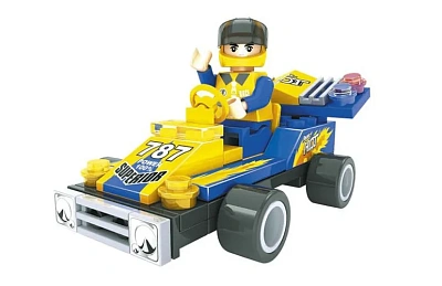 Конструктор пластмассовый AUSINI, "Гонка, Формула чемпионов: Карт №787" (сине-жёлтый, 55 дета
