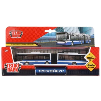 ТРОЛЛЕЙБУС «ТЕХНОПАРК» МЕТАЛЛ. ИНЕРЦ. 18СМ, ПОДВИЖ. ЭЛЕМЕНТЫ