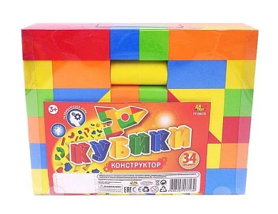 Кубики мягкие, в наборе 34 предметов, в пакете
