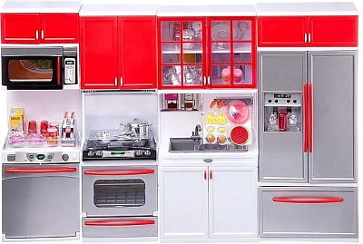 Кухня "Модерн", 4в1, серебристо-красная, 54х9,5х36см, со звуковыми и световыми эффектами
