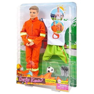Кукла Defa Kevin Юноша с комплектом сменной одеждой (пожарный и футболист)