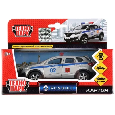 Машина металл RENAULT Kaptur полиция 12см, открыв. двери, инерц. в кор. Технопарк 