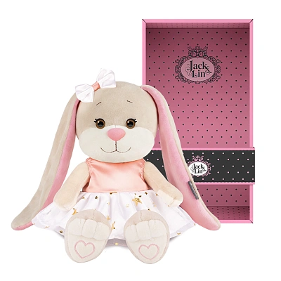 Мягкая Игрушка Jack&Lin, Зайка Лин в Платье со Звёздочками, 20 см,