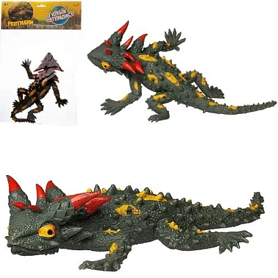 Юный натуралист. Коллекция "Рептилии" фигурка "Ящерица" (темно-зеленая с яркими пятнами и острыми ши