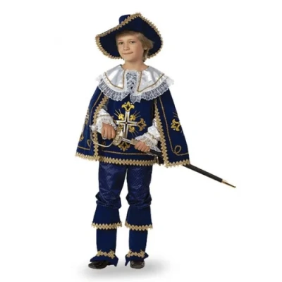 Костюм карнавальный для мальчика «МУШКЕТЁР Короля» синий (Плащ, бриджи, шляпа) (К-премьер) р.158-80