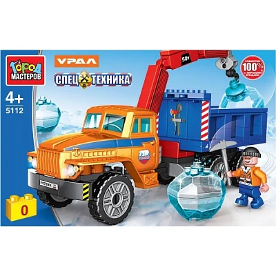 Конструктор УРАЛ бортовой с краном, 106 дет. Город мастеров 