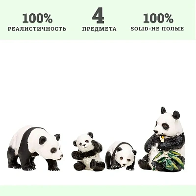 Набор фигурок животных серии "Мир диких животных": Семья панд, 4 предмета (Основная)