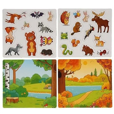 ЛЕСНЫЕ ЖИВОТНЫЕ. -.  Игра на магнитах в коробке. 240х200х60мм. Умные игры