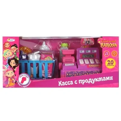 Касса СКАЗОЧНЫЙ ПАТРУЛЬ свет-звук с набором продуктов, в кор.37х17х16см ИГРАЕМ ВМЕСТЕ