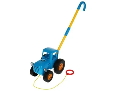 Каталка Синий ТРАКТОР с палкой,9 песен,свет,палка и веревка для катания.кор.бат. Умка