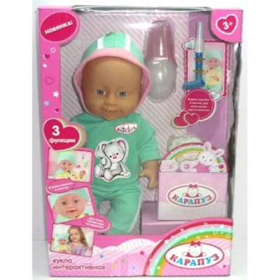 ПУПС ТМ КАРАПУЗ 30СМ, ФУНКЦ., С ПРАЗДНИЧНЫМ СВИСТКОМ И АКСЕСС. В РУСС. КОР.
