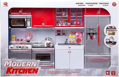 Кухня "Модерн", 4в1, серебристо-красная, 54х9,5х36см, со звуковыми и световыми эффектами