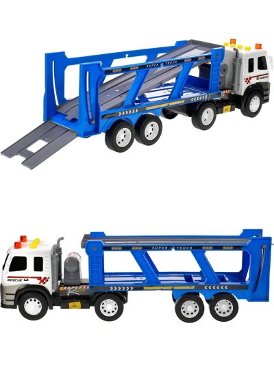 Автовоз инерционный 46 см,(машинки 4 шт.),свет,звук,бат.3*LR44 в к-те, микс,в коробке