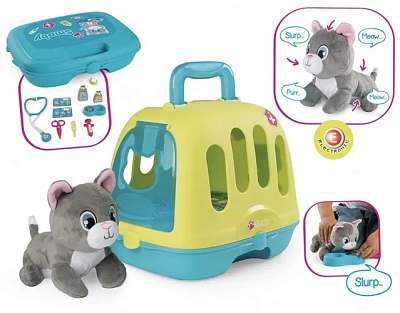 Ветеринарный чемоданчик - переноска с котенком  Smoby