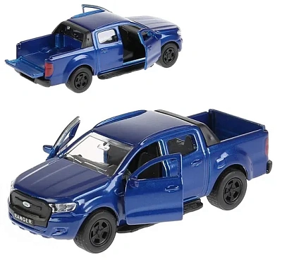 Машина металл FORD Ranger пикап синий 12см, открыв. двери, инерц. в кор. Технопарк 