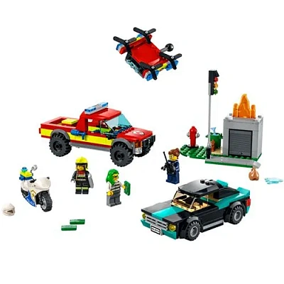 Конструктор LEGO CITY Fire Пожарная бригада и полицейская погоня