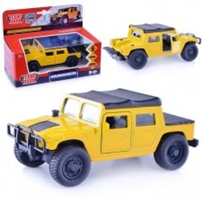 Машина металл Hummer H1 пикап желтый 12см, открыв. двери, инерц. в кор. Технопарк 
