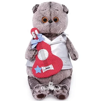 Басик в жилете с гитарой