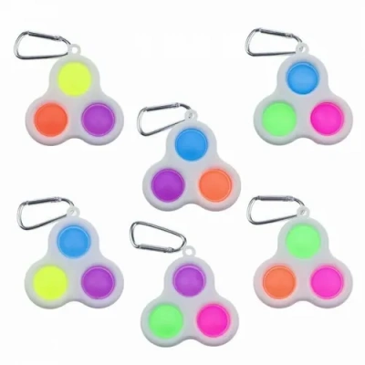 Игрушка-антистресс Simple Dimple 3 кнопки, белый пластик, брелок, 7,5х7 см