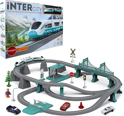 1TOY InterCity Express наб.ж.д."Туристический поезд" 103 дет.свет, звук,поезд 3 ваг, остановка, пере