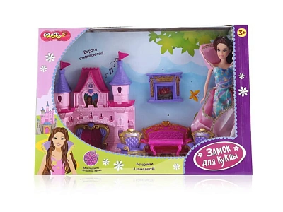 Замок для куклы Dolly Toy "Сказочная история" (46х12х31,5 см, свет, звук, кукла 27 см, мебель)