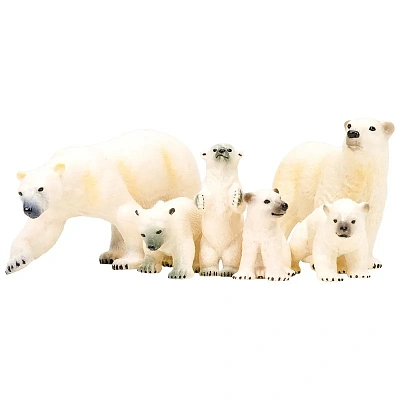 Набор фигурок животных серии "Мир морских животных": Семья белых медведей, 6 предметов