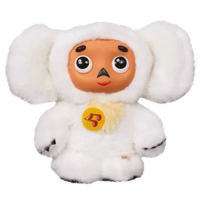 МЯГКАЯ ИГРУШКА «МУЛЬТИ-ПУЛЬТИ» ЧЕБУРАШКА, БЕЛЫЙ МЕХ, ПЛАСТ. МОРДОЧКА, РУСС ЧИП 14СМ