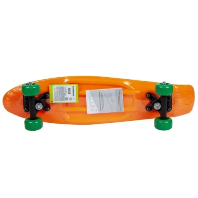 Пенни борд Zilmer «Ракета-М» (55x15 см, PVC колёса 50х30 мм, мет. подшип., до 40 кг, оранжевый)