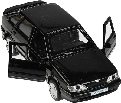 Машина металл LADA -2114 "SAMARA", 12 см, двери, багаж, инерц., черный, кор. 