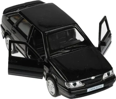 Машина металл LADA -2114 «SAMARA», 12 см, двери, багаж, инерц., черный, кор. 