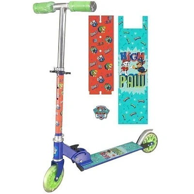 Щенячий патруль. Самокат 3кол., складной, 50% алюм, кол ПВХ 120, свет, ABEC-5