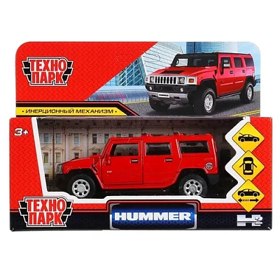 Машина металл "hummer h2" 12см, открыв. двери, инерц., красный в кор. Технопарк 