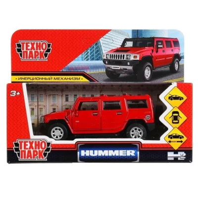 Машина металл «hummer h2» 12см, открыв. двери, инерц., красный в кор. Технопарк 