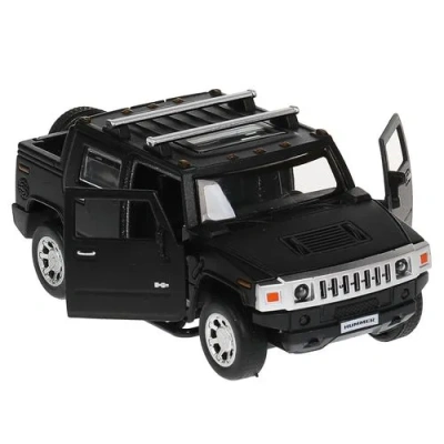 Машина металл HUMMER H2 PICKUP МАТОВЫЙ 12 см, двери, багажн, черный,