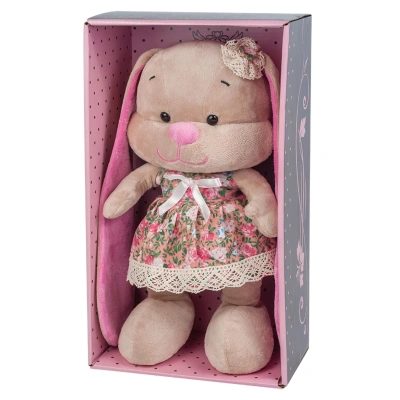 Мягкие Игрушки Зайка Лин в летнем платье с цветочком на голове 25 см.