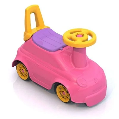 Каталка машина "Крутышка" со спинкой (розовая)