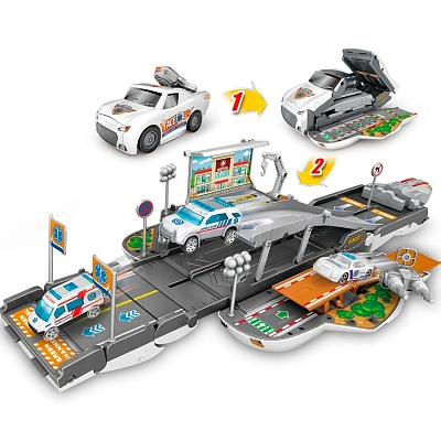 Игровой набор Etastra "Автомобиль трансформирующийся: питстоп скорой помощи" (49х47х24 см, свет,звук