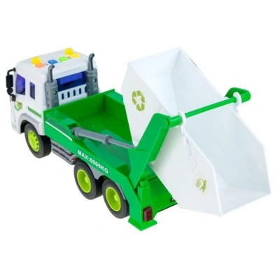Машинка 1:16 «Мусоровоз с контейнером», пластмассовая инерционная, со звуковыми и световым эффектом