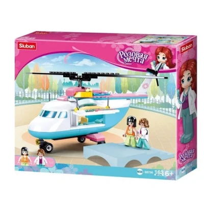 Конструктор пластмассовый Sluban «Розовая мечта: Вертолёт медиков» (163 дет.)