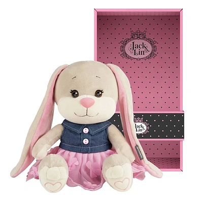 Мягкая Игрушка Jack&Lin, Зайка в Джинсовом Платье, 25 см, в Коробке