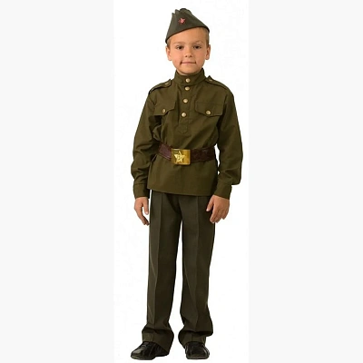 Карнавальный костюм для мальчика "Солдат" (Сорочка, брюки, головной убор)  р.152-76